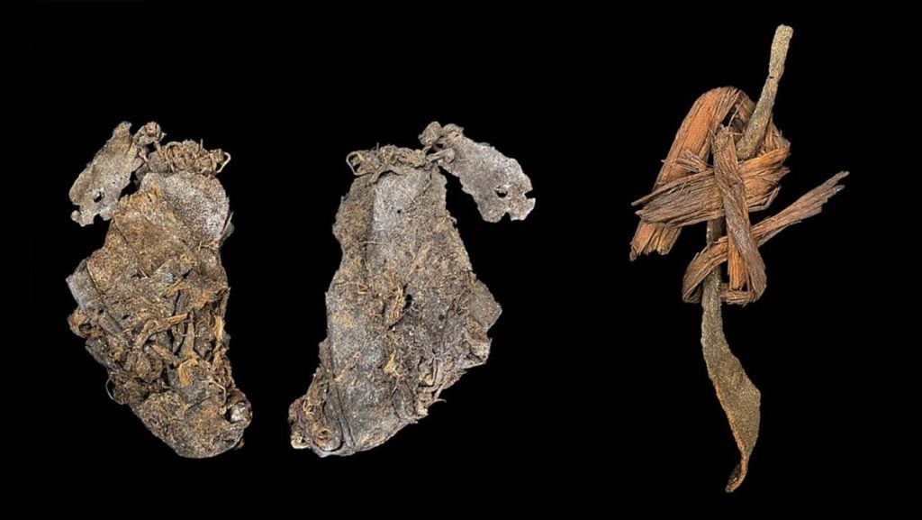 12,400-year-old sewn elk hide fragments and twisted fiber cord discovered in Oregon’s Cougar Mountain Cave, considered the oldest known sewn clothing ever found