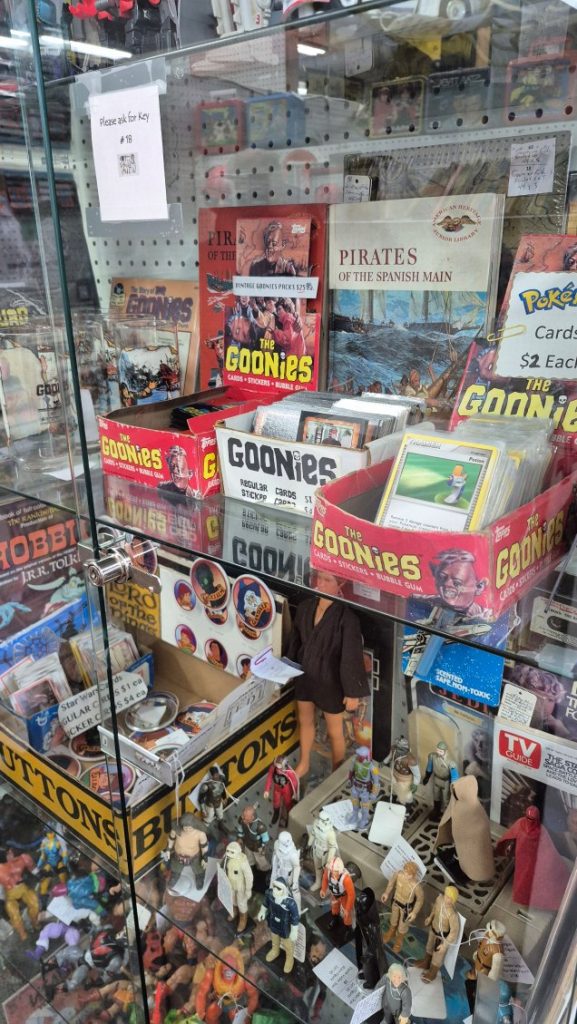 A display of Goonies Merchendise in Phog Bounders Antique Mall.