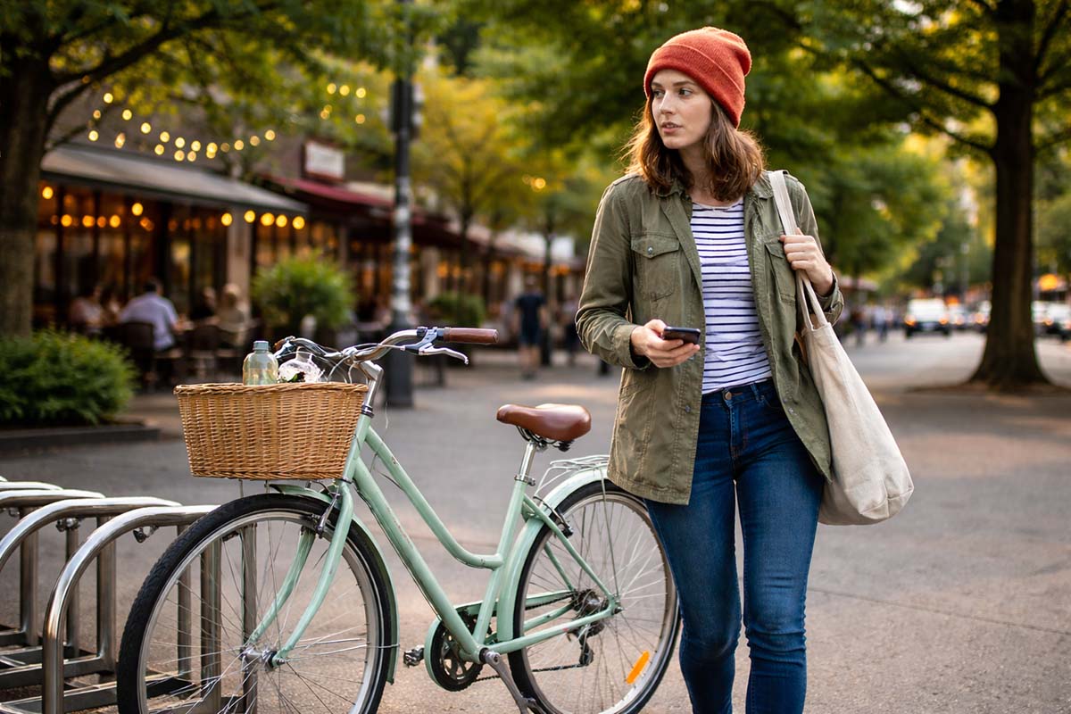 Unattended bike on a busy street unattended bike