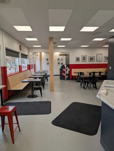 interior of small town burger restaurant with local vibe