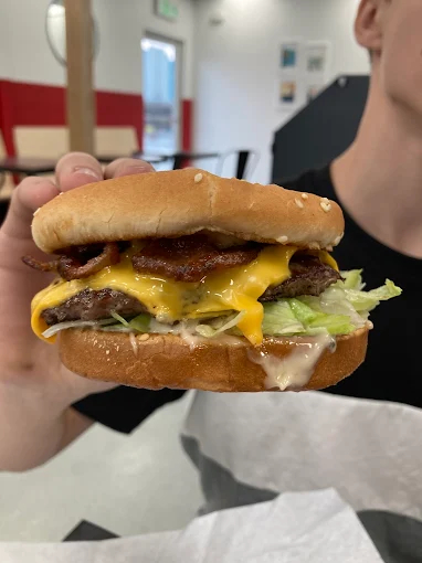 handcrafted burger with fresh toppings and soft bun