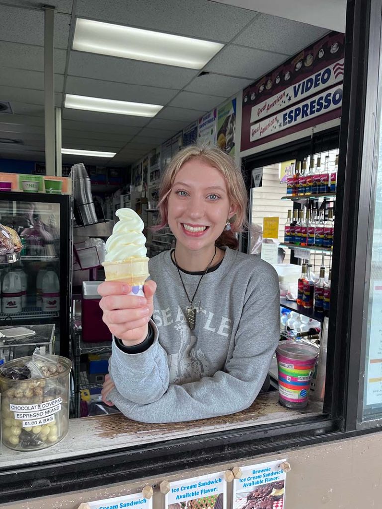 Great American Video & Espresso drive through serving ice cream