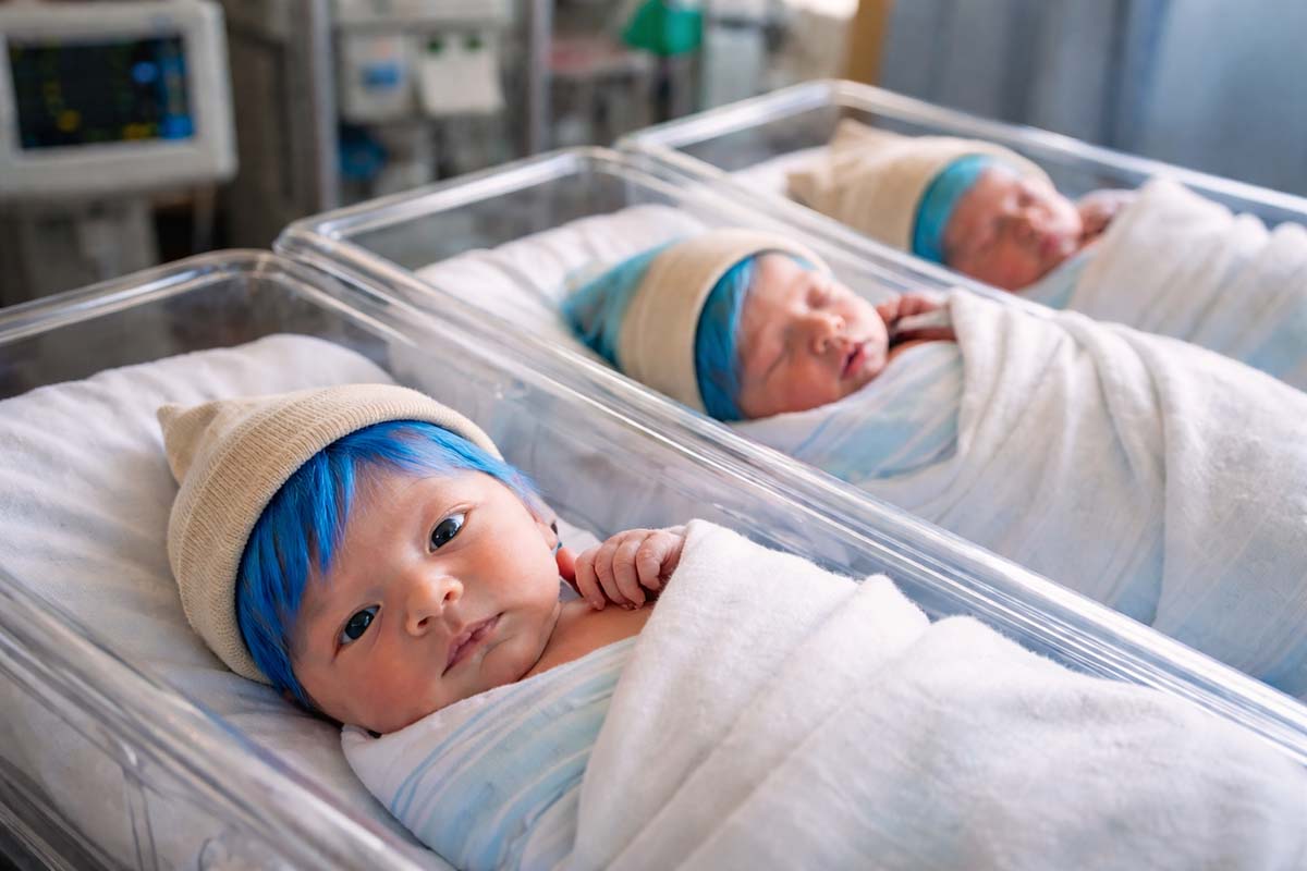 Newborns_with_blue_hair newborn babies in Portland with blue hair