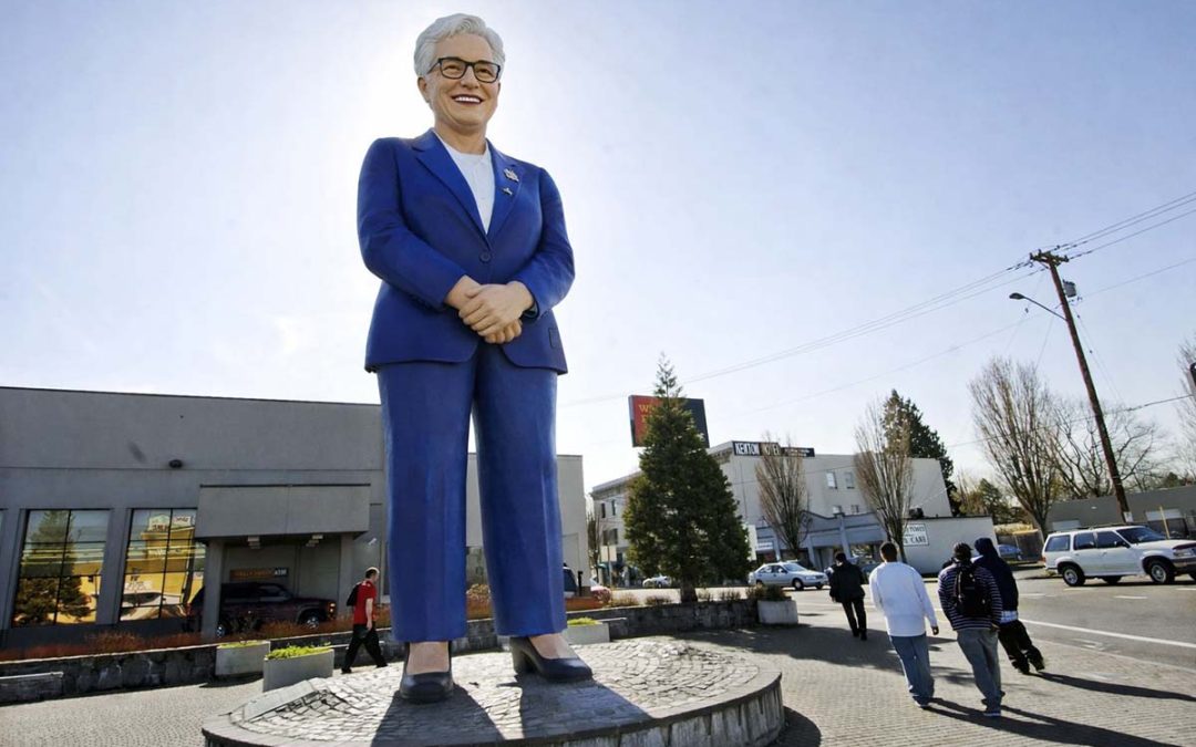 Portland Erects Massive Tina Kotek Statue to Recognize Her ‘Impressive Rise’ to Sixth Most Unpopular Governor in America