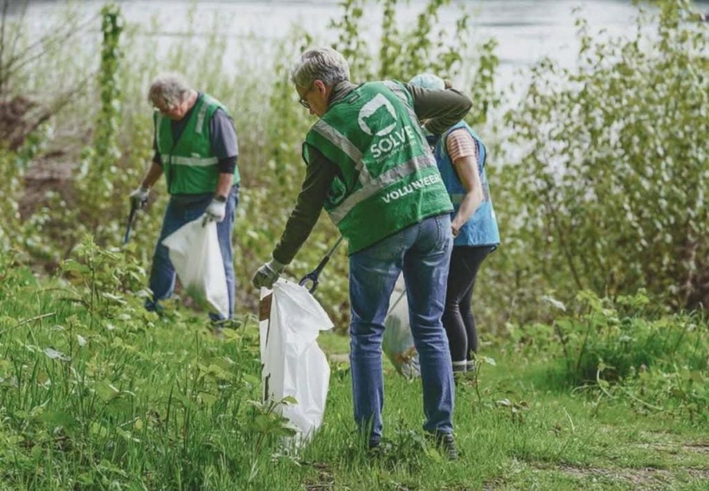 kotek cleaning up the trash
