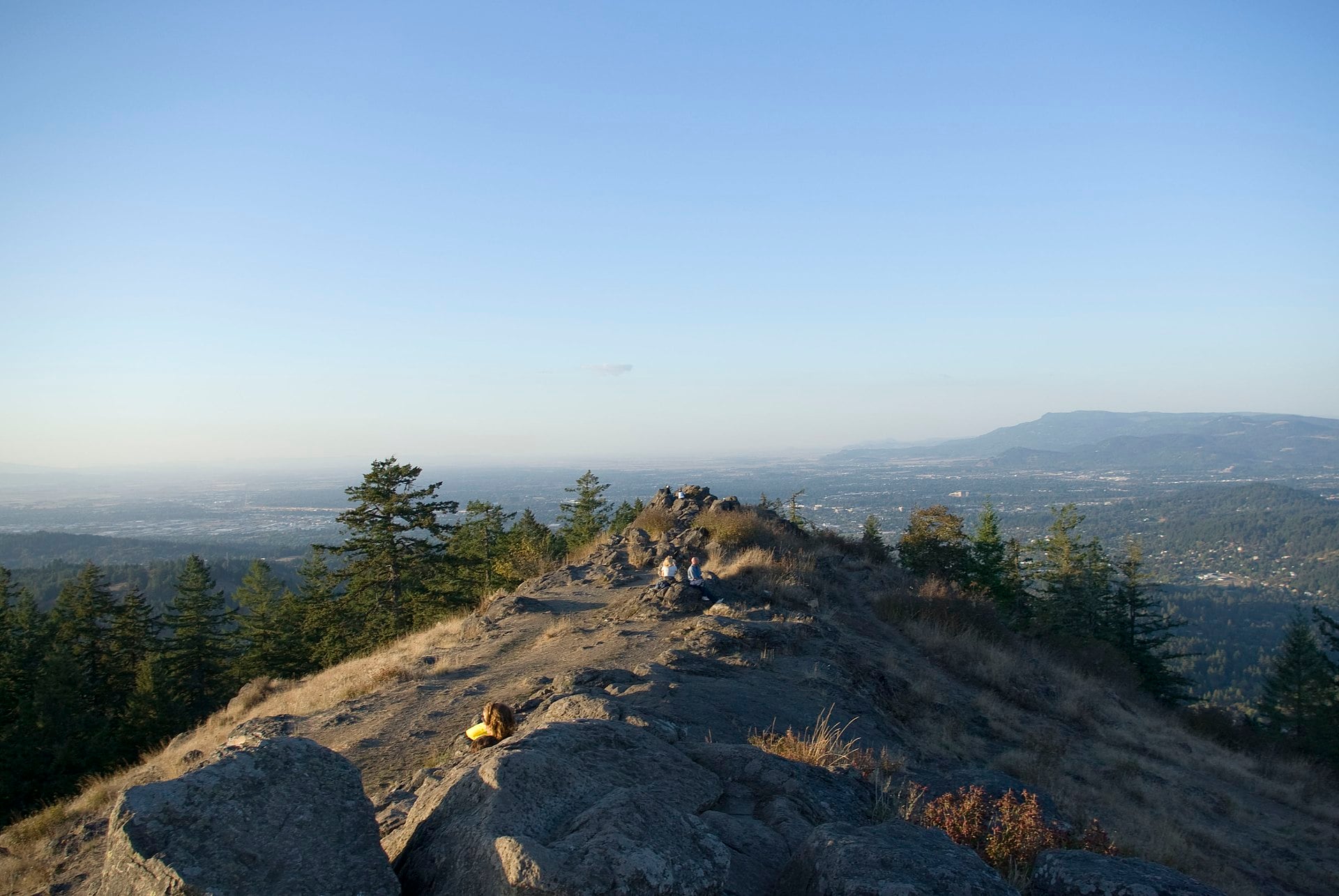 View across Eugene from the rocky summit of Spencer Butte