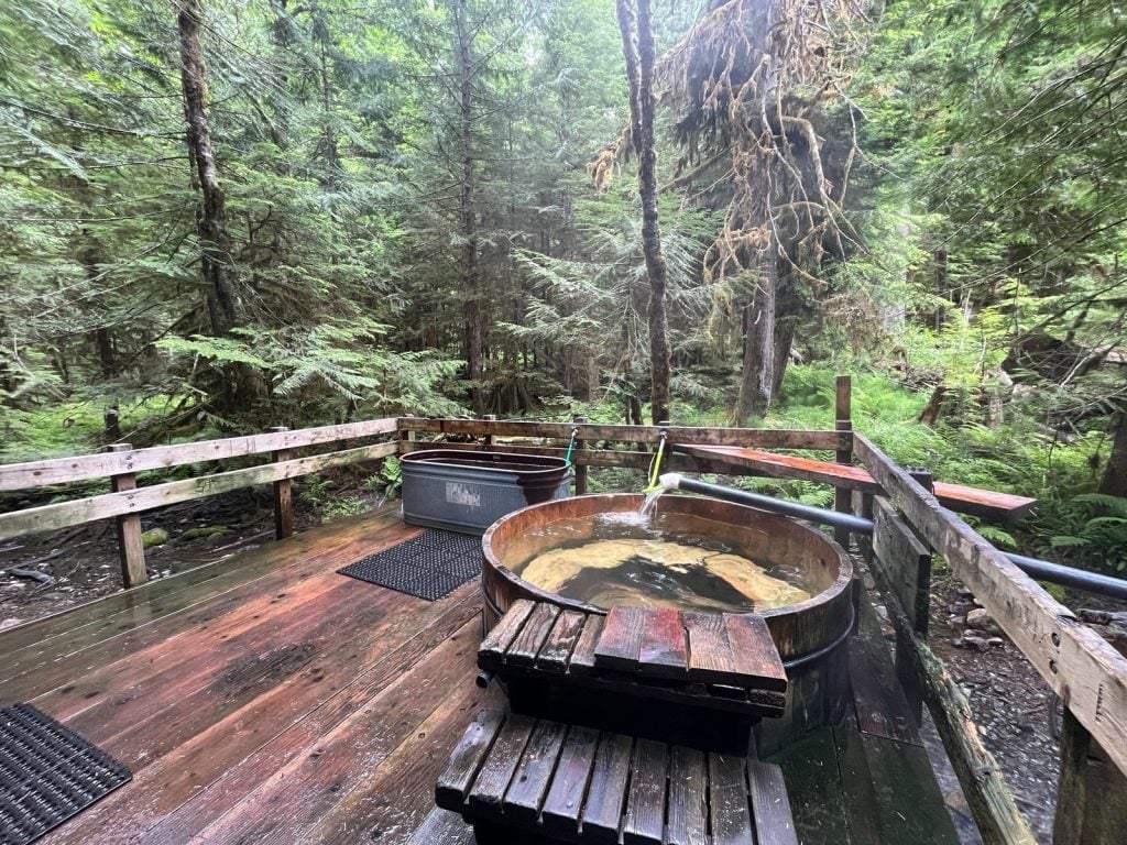 Wooden soaking tub at Bagby Hot Springs in Mount Hood National Forest
