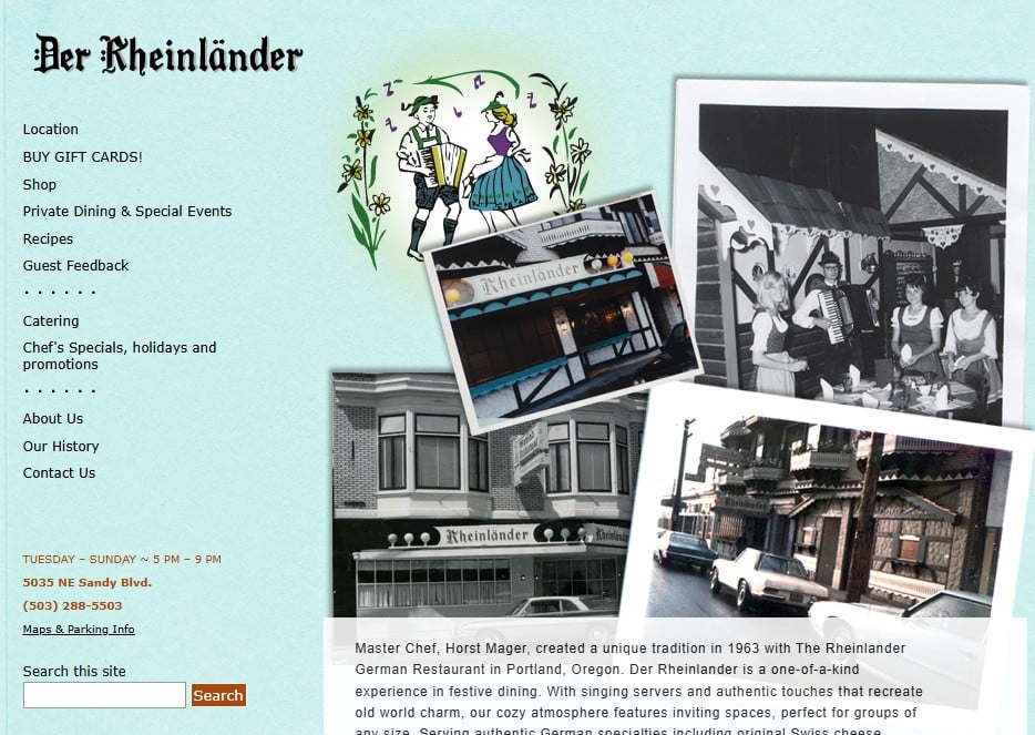 Der Rhinelander, NE Portland, Oregon, Long Gone, Old Restaurants, Nostalgia, Sandy Blvd, Memories, German Food, Gustav's, Horst Mager, History, Famous Fondue, Schnitzel, Bierhaus, Stories, Vintage PDX, Accordion Players, Yodelers 