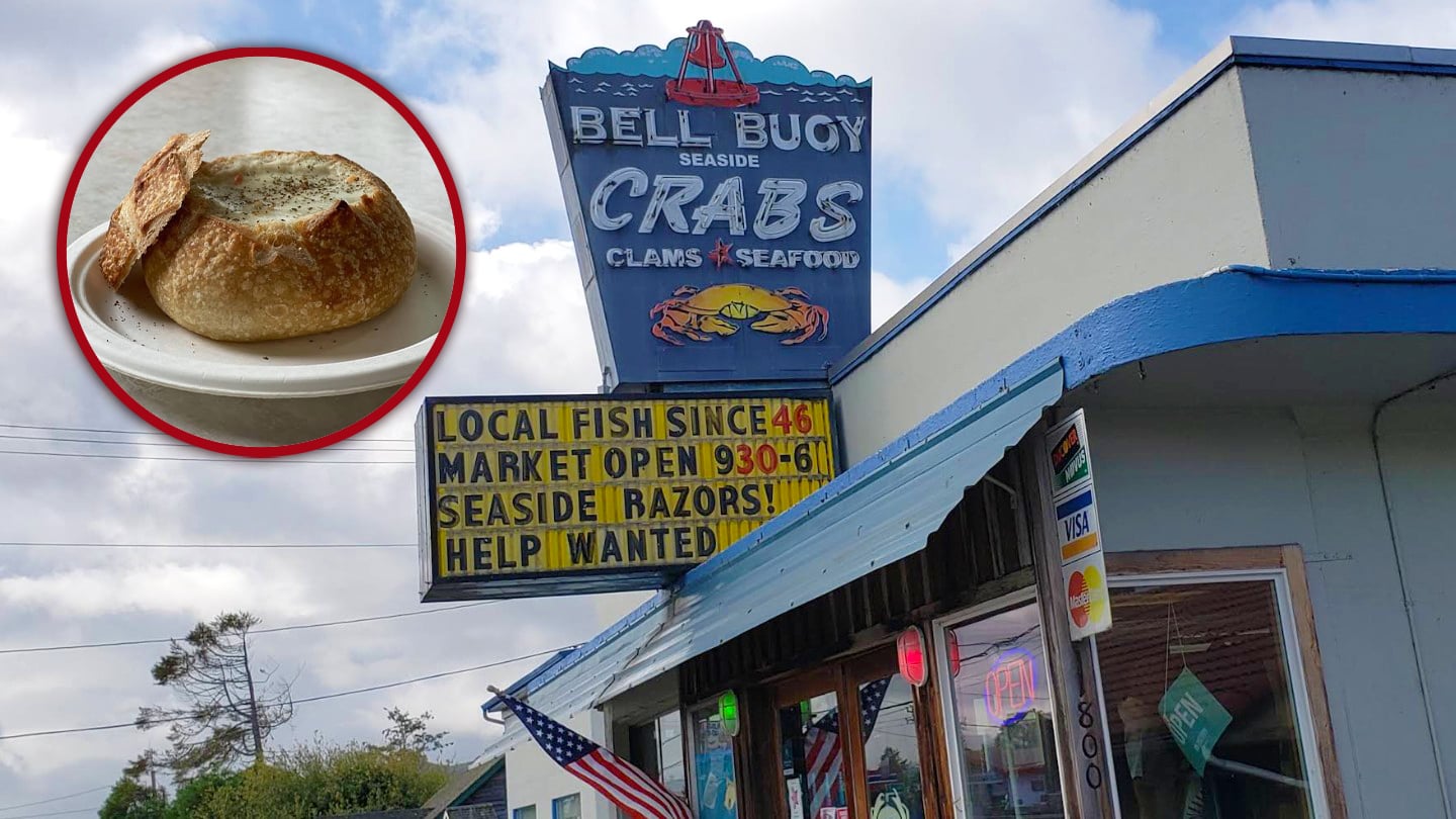 Screenshot 2026-09-17 155911–cover Bell Buoy, Seaside, Oregon, North Coast, Fresh Seafood, Right off the Boat, Razor Clam Chowder, Fish and Chips, Restaurant, Seafood Market, Cannery, Smokehouse, Old School, Best chowder, Where to Eat, Places to Go, Dungeness Crab, Smoked Salmon, Where to Buy Halibut On the Coast, Canned Albacore