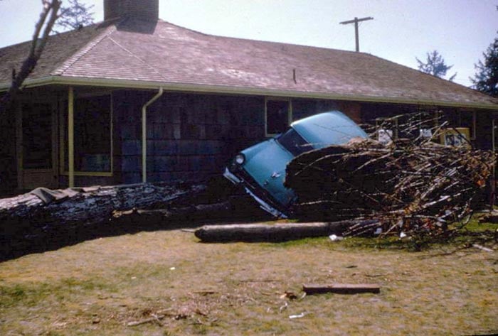 Historic tsunami damage in Seaside, Oregon