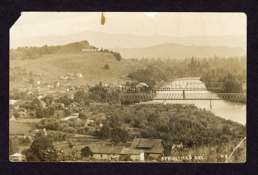 Springfield Oregon, Giant SPRINGFIELD sign, Forgotten History, Lost To Time, Location, Where Was It, Giant Finger Pointing, Railroad, Early 20th Century, 1910s, The Simpsons, Matt Groening, Rare Photos, Deep Dive, Lane County, Pacific Northwest, PNW, Willamette Heights