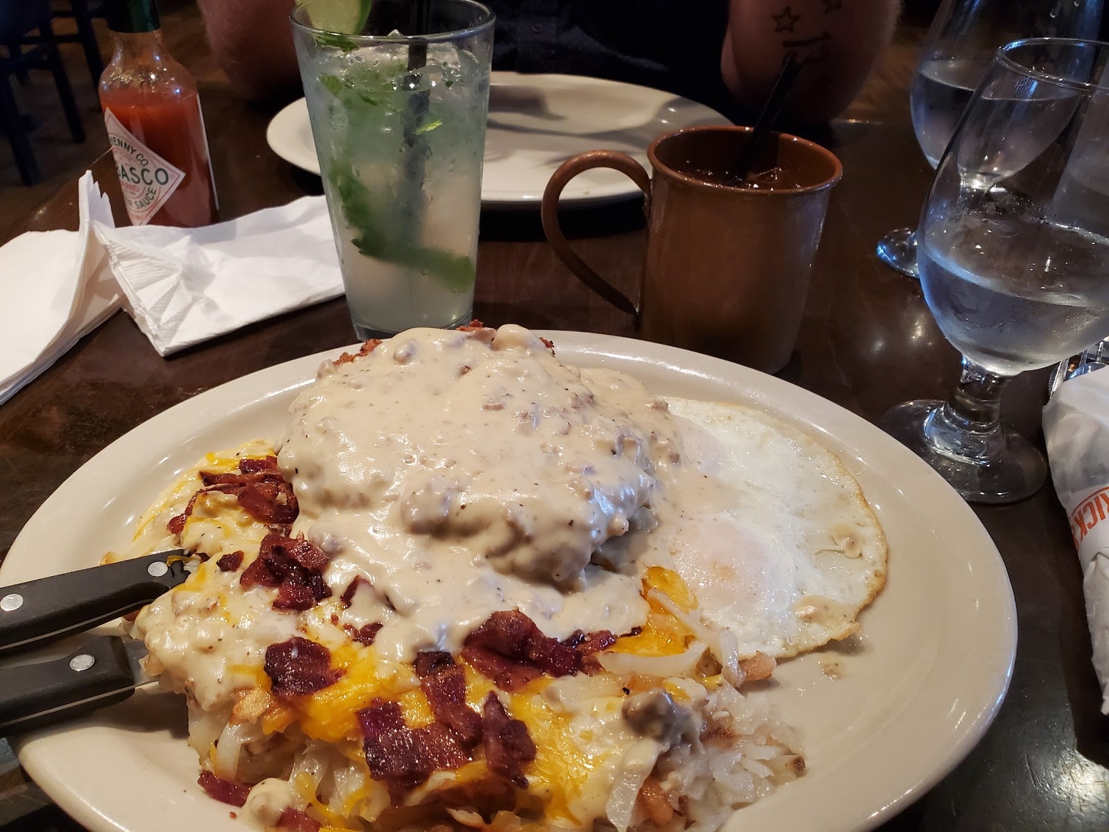 Another customer’s chicken-fried-steak breakfast shows the generous portions.