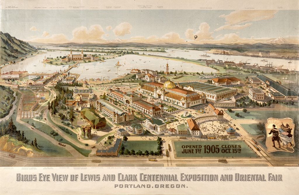 Lewis and Clark Centennial Exposition, portland oregon, 1905, history, worlds fair, guilds lake, NW Industrial District, surviving structures, where was it, sacajawea statue, mcmenamins st. johns, interesting, PDX stories, forestry center fire, construction, old maps