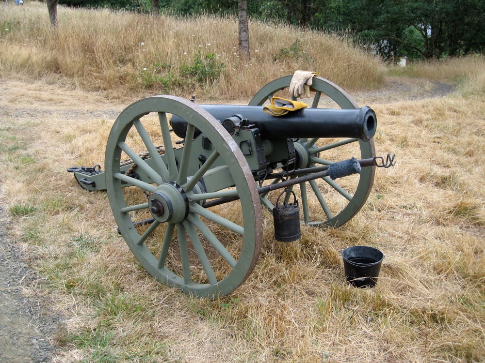 A cannon used in the Fort Hoskins 150th anniversary reenactment in 2006